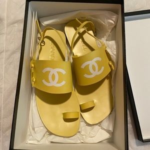 Chanel yellow sandals